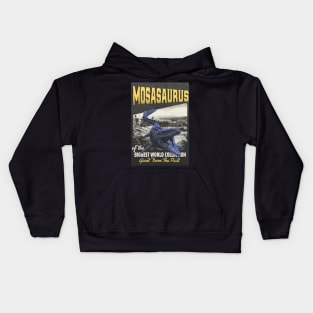 Mosasaurus Retro Art - The Biggest World Collection / Giant From The Past Kids Hoodie